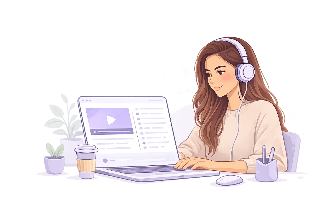 Pixelion transcript interface with AI content tools